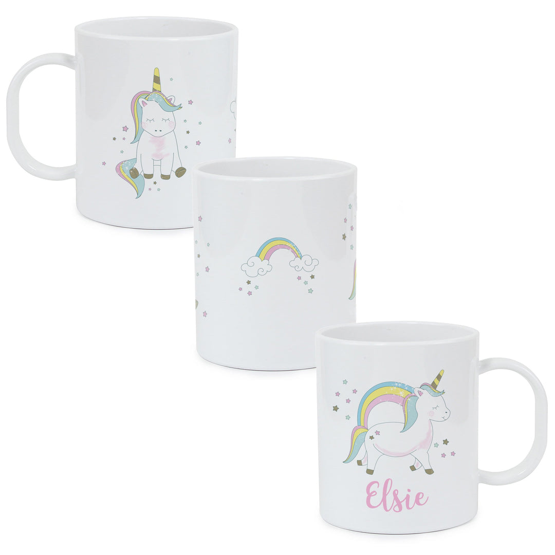 Personalised Memento Mealtime Essentials Personalised Baby Unicorn Plastic Mug