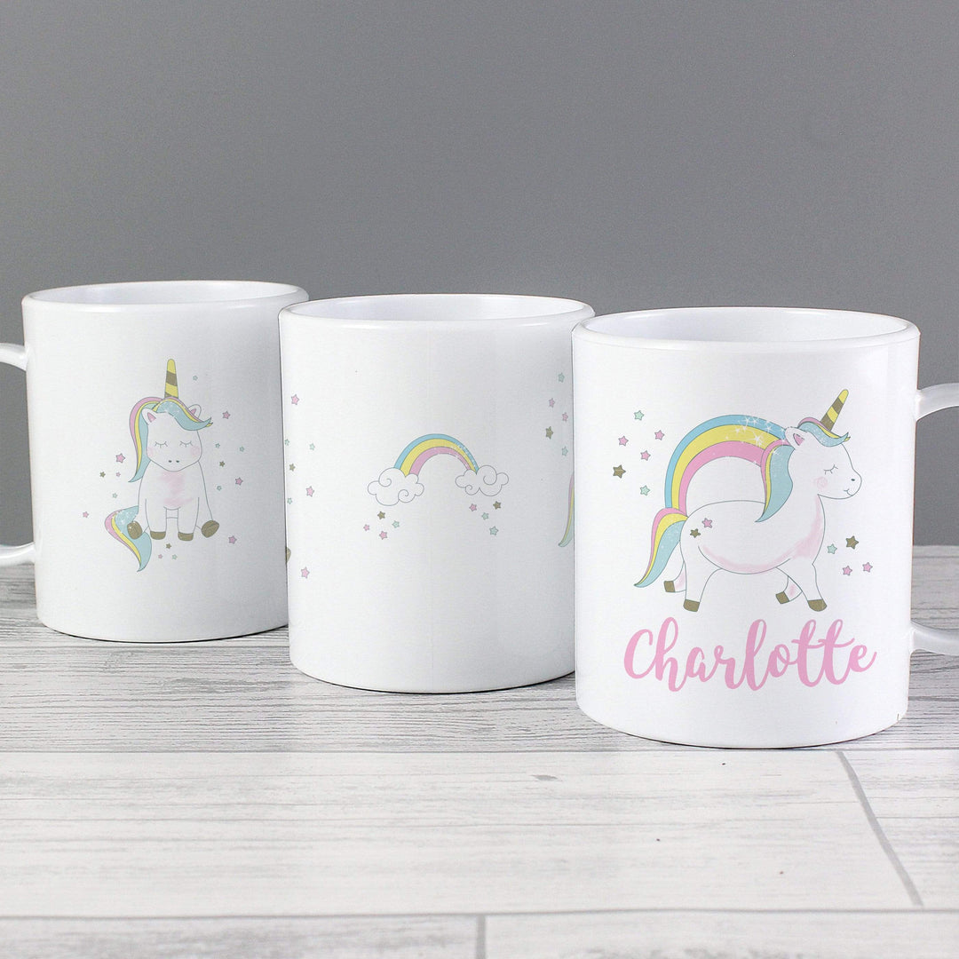 Personalised Memento Mealtime Essentials Personalised Baby Unicorn Plastic Mug