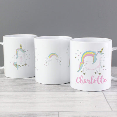 Personalised Memento Mealtime Essentials Personalised Baby Unicorn Plastic Mug