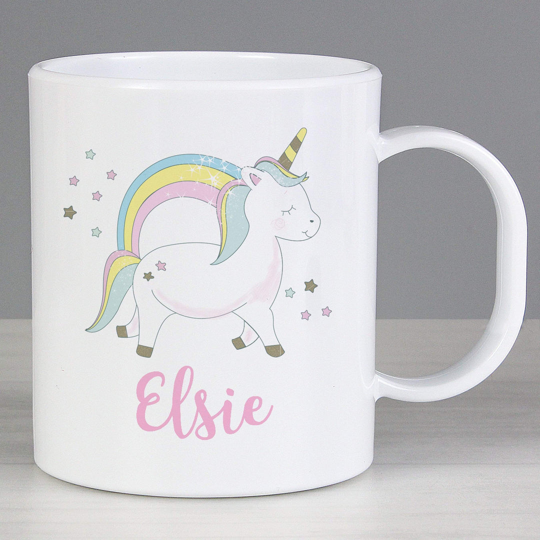 Personalised Memento Mealtime Essentials Personalised Baby Unicorn Plastic Mug