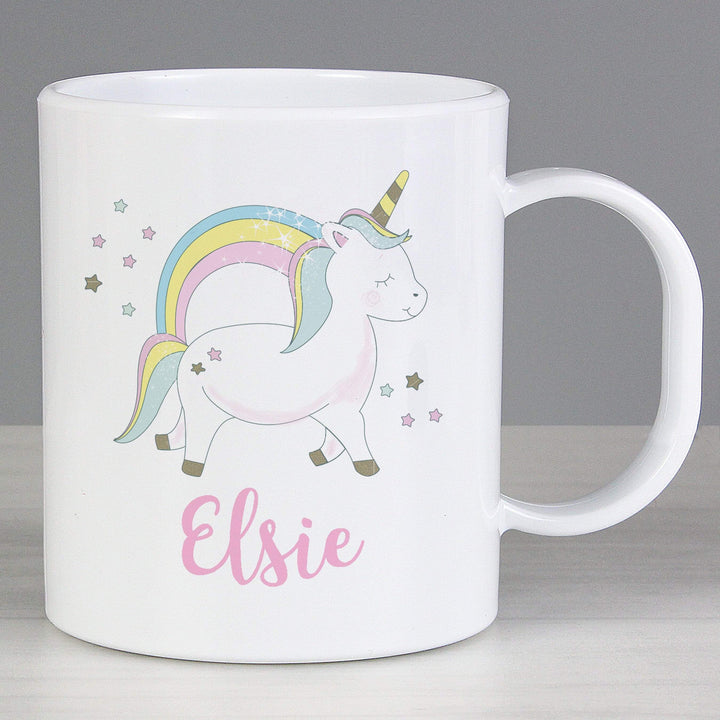 Personalised Memento Mealtime Essentials Personalised Baby Unicorn Plastic Mug