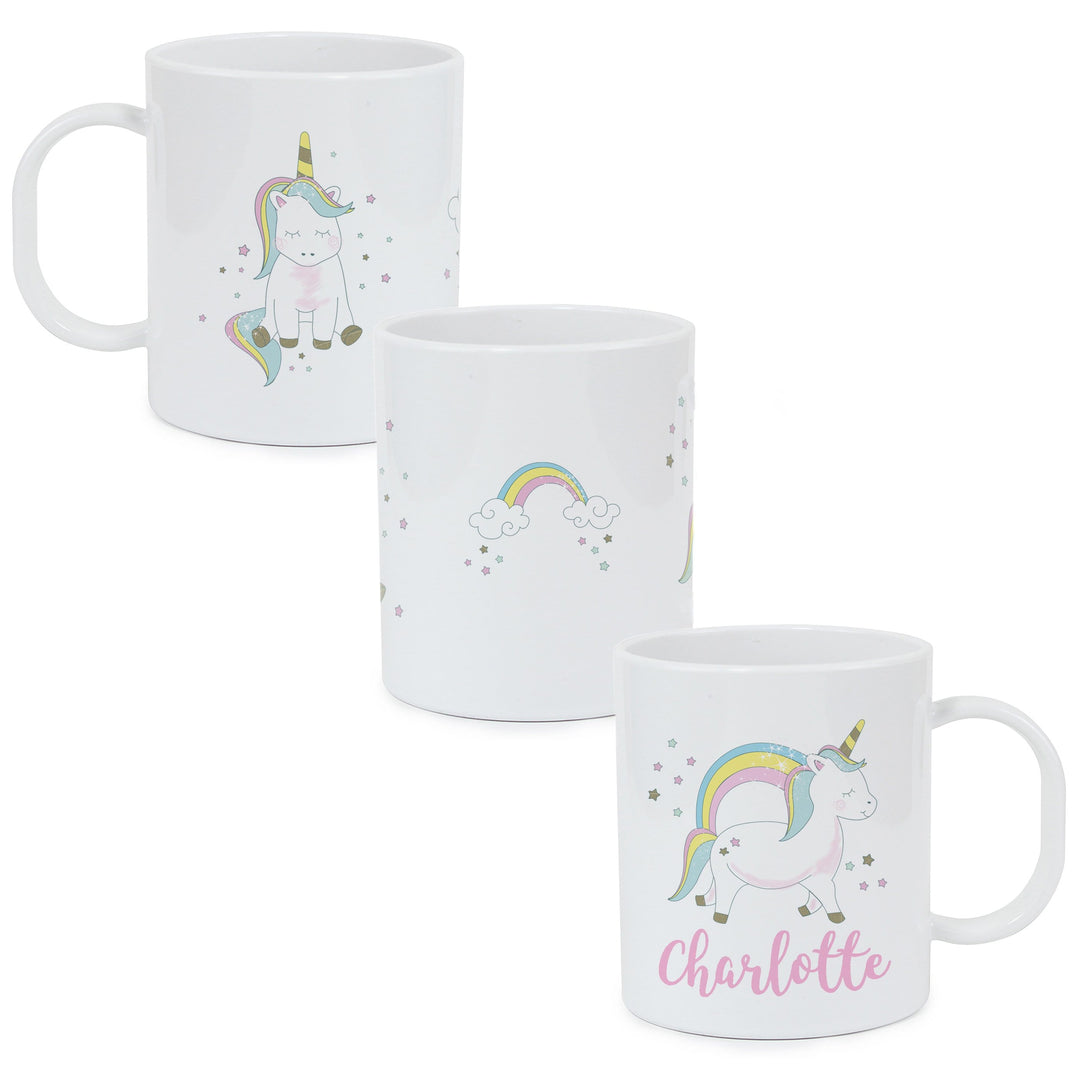 Personalised Memento Mealtime Essentials Personalised Baby Unicorn Plastic Mug