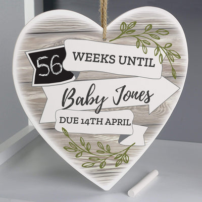 Personalised Memento Hanging Decorations & Signs Personalised Baby Wooden Heart Countdown