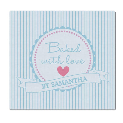 Personalised Memento Kitchen, Baking & Dining Gifts Personalised Baked With Love Glass Chopping Board/Worktop Saver