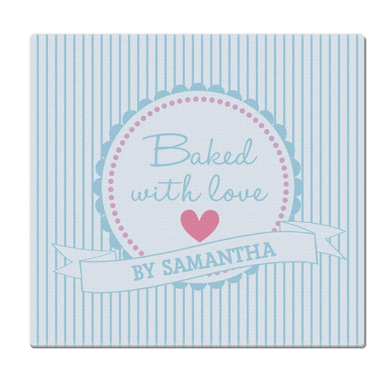 Personalised Memento Kitchen, Baking & Dining Gifts Personalised Baked With Love Glass Chopping Board/Worktop Saver