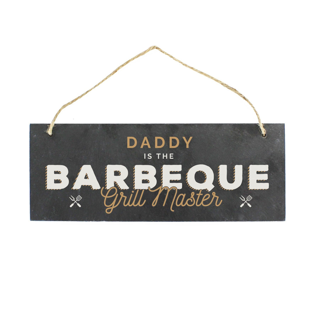 Personalised Memento Slate Personalised ""Barbeque Grill Master"" Printed Hanging Slate Plaque