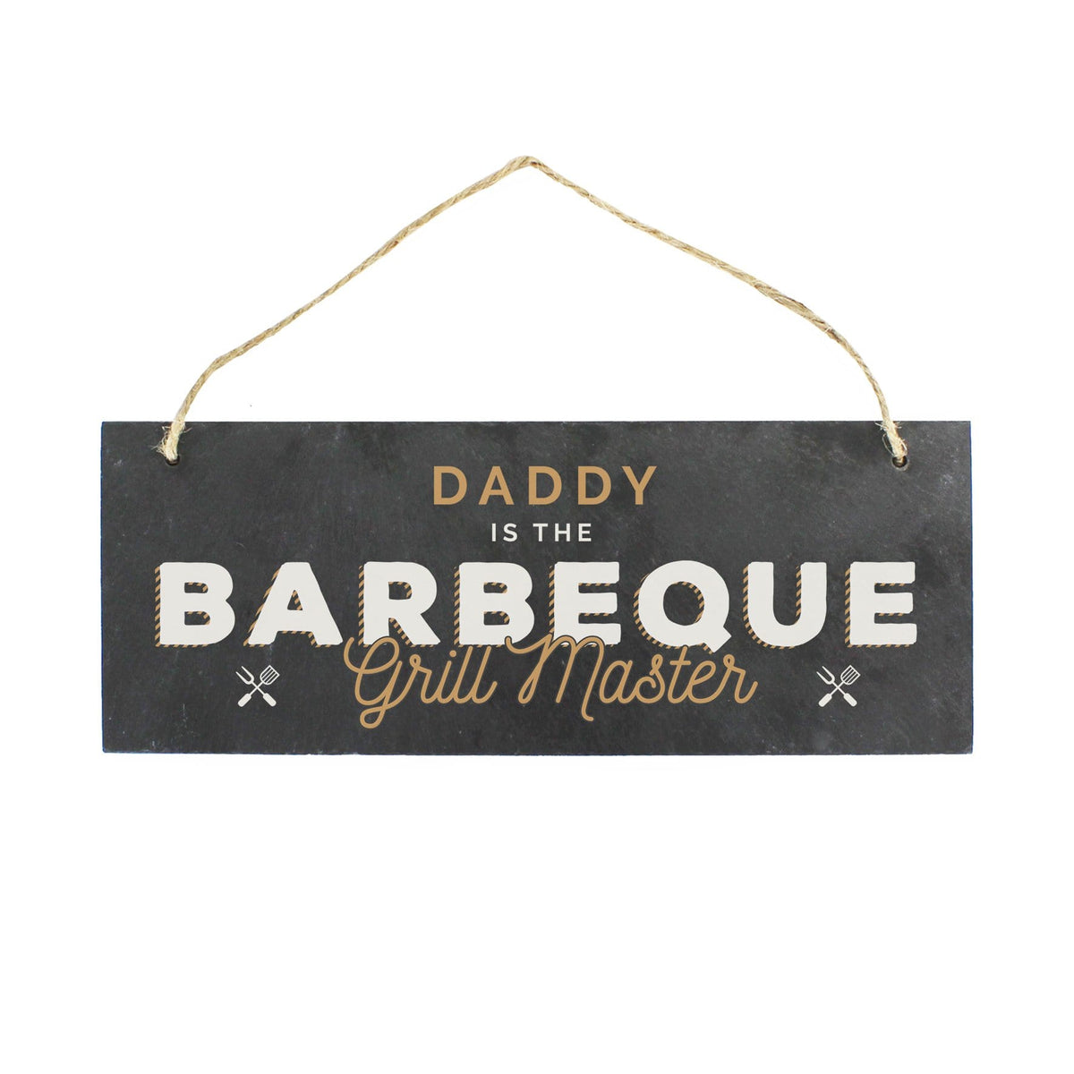 Personalised Memento Slate Personalised ""Barbeque Grill Master"" Printed Hanging Slate Plaque