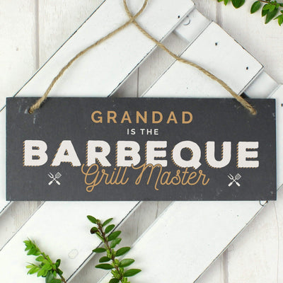 Personalised Memento Slate Personalised ""Barbeque Grill Master"" Printed Hanging Slate Plaque