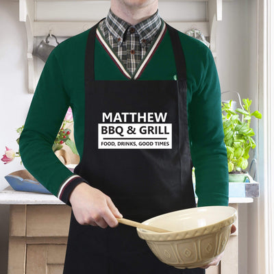 Personalised Memento Kitchen, Baking & Dining Gifts Personalised BBQ & Grill Black Apron