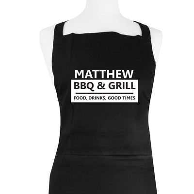 Personalised Memento Kitchen, Baking & Dining Gifts Personalised BBQ & Grill Black Apron