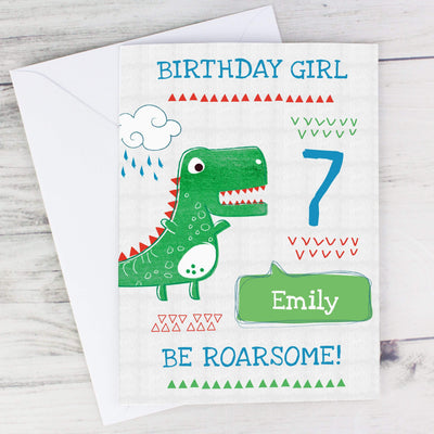 Personalised Memento Greetings Cards Personalised 'Be Roarsome' Dinosaur Card