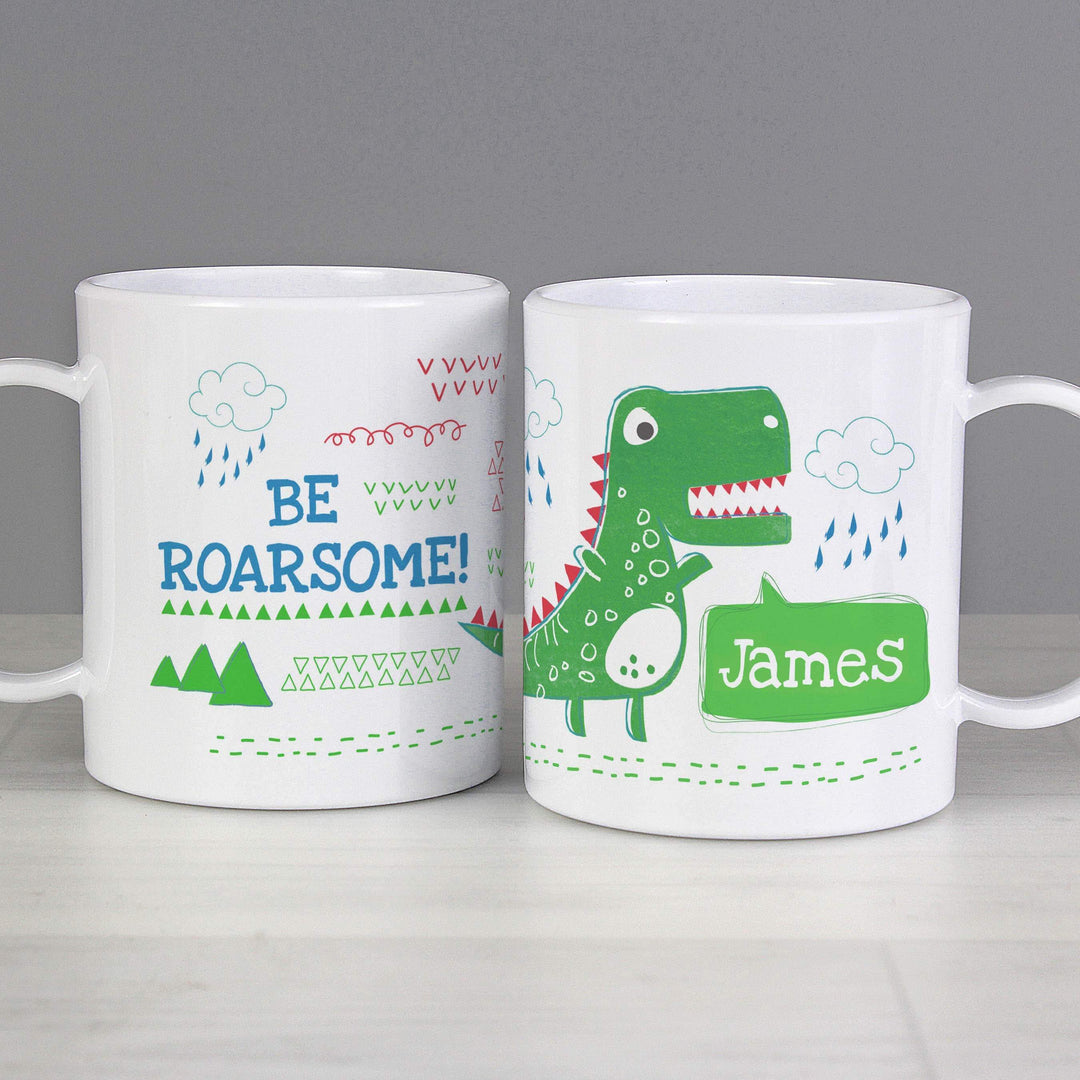 Personalised Memento Mugs Personalised Be Roarsome Dinosaur Plastic Mug