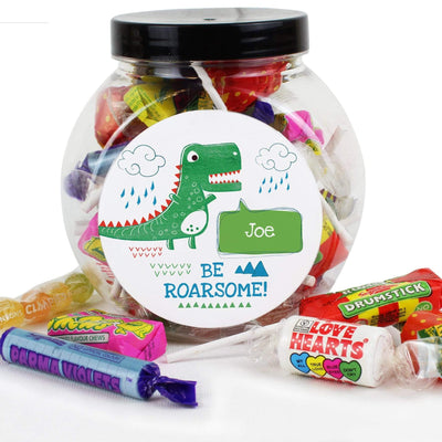 Personalised Memento Food & Drink Personalised 'Be Roarsome' Dinosaur Sweet Jar