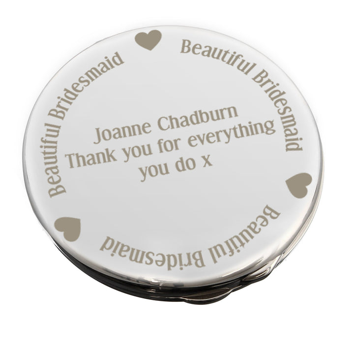 Personalised Memento Keepsakes Personalised Beautiful Bridesmaid Compact Mirror