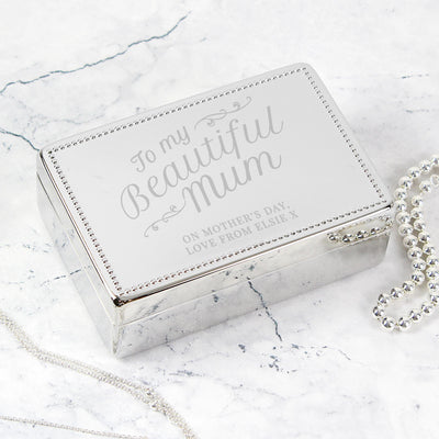 Personalised Memento Personalised Beautiful Mum Rectangular Jewellery Box