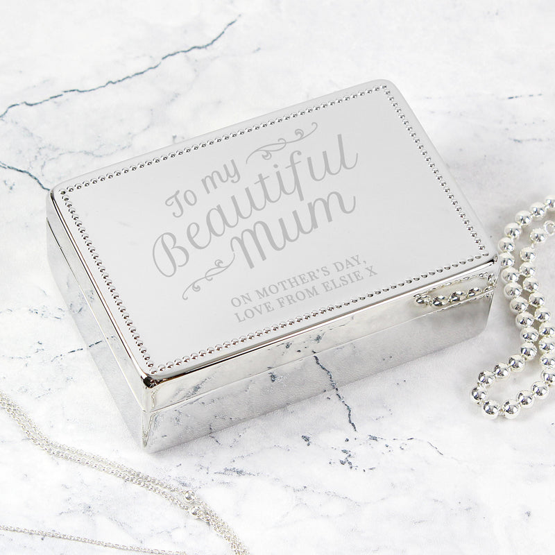 Personalised Memento Personalised Beautiful Mum Rectangular Jewellery Box