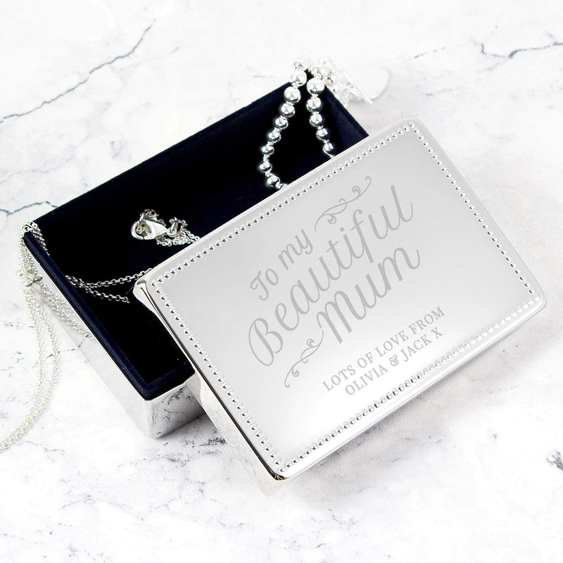 Personalised Memento Personalised Beautiful Mum Rectangular Jewellery Box