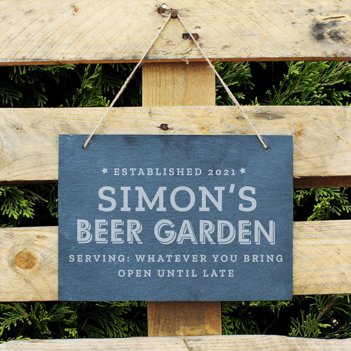 Personalised Memento Personalised Beer Garden Hanging Large Slate Sign