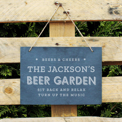 Personalised Memento Personalised Beer Garden Hanging Large Slate Sign