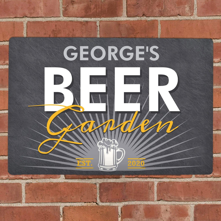 Personalised Memento Hanging Decorations &amp; Signs Personalised Beer Garden Metal Sign