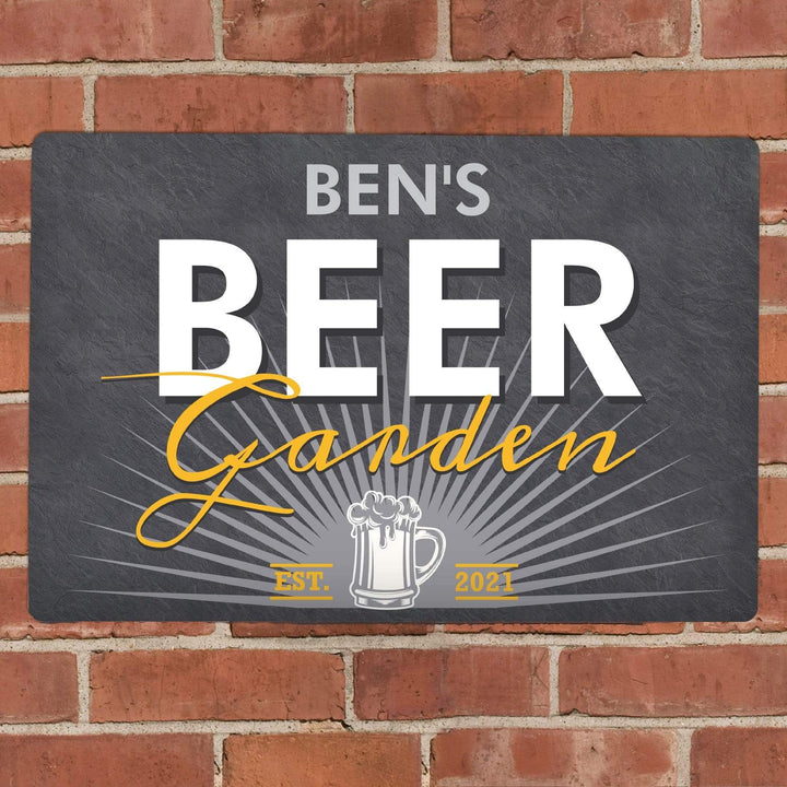 Personalised Memento Hanging Decorations &amp; Signs Personalised Beer Garden Metal Sign