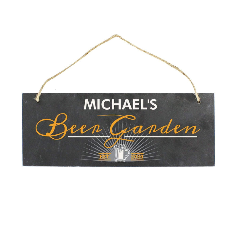 Personalised Memento Slate Personalised ""Beer Garden"" Printed Hanging Slate Plaque