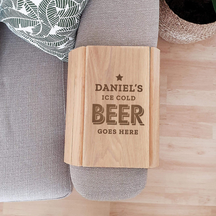 Personalised Memento Personalised Beer Goes Here Wooden Sofa Tray