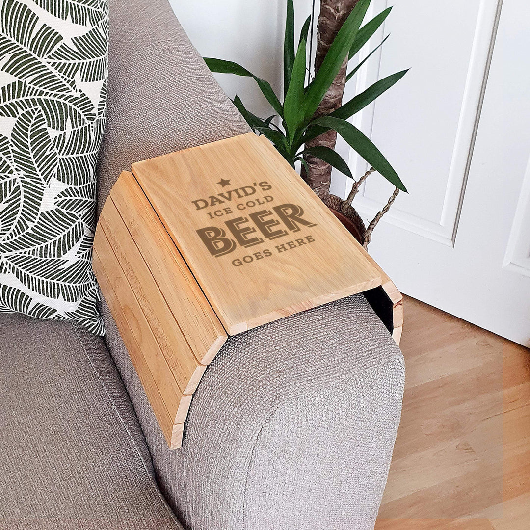 Personalised Memento Personalised Beer Goes Here Wooden Sofa Tray