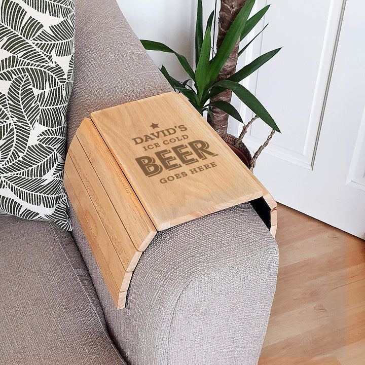 Personalised Memento Personalised Beer Goes Here Wooden Sofa Tray
