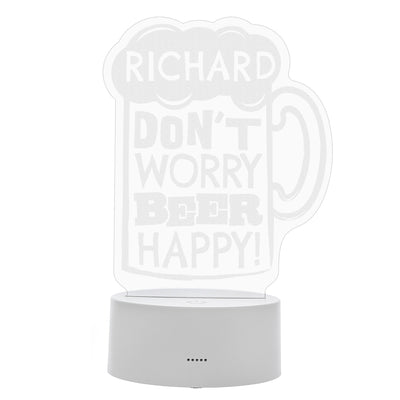 Personalised Memento LED Lights, Candles & Decorations Personalised ""Beer Happy""  LED Colour Changing Light