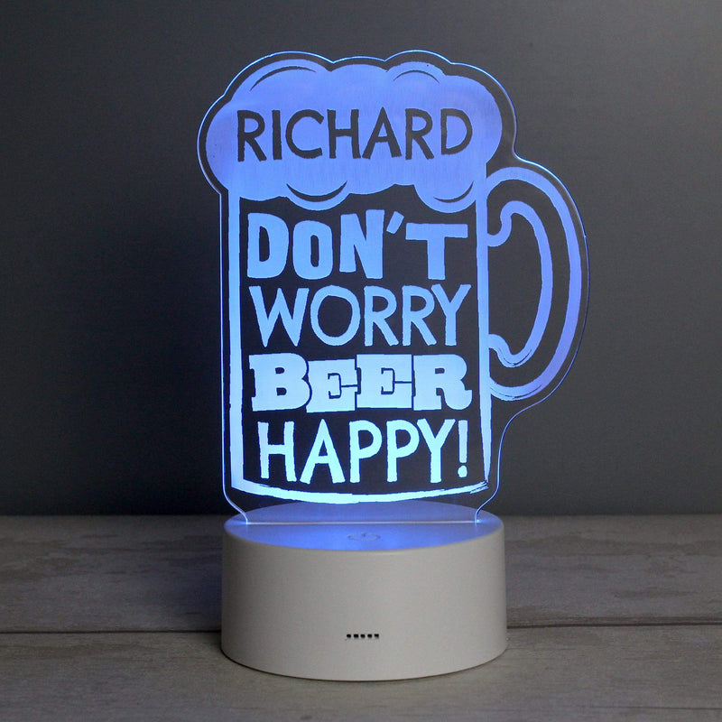 Personalised Memento LED Lights, Candles & Decorations Personalised ""Beer Happy""  LED Colour Changing Light
