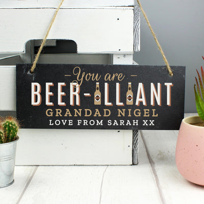 Personalised Memento Personalised Beer-illiant Hanging Slate Plaque