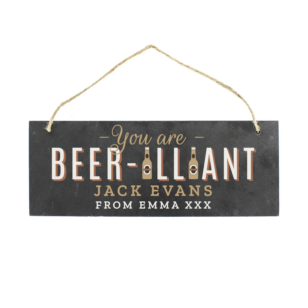 Personalised Memento Personalised Beer-illiant Hanging Slate Plaque