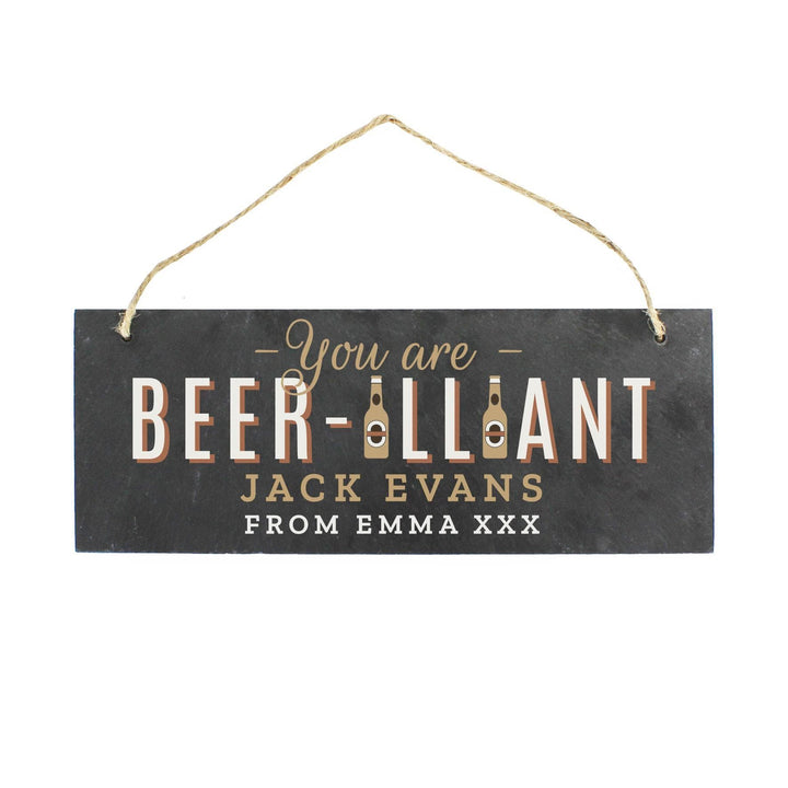 Personalised Memento Personalised Beer-illiant Hanging Slate Plaque