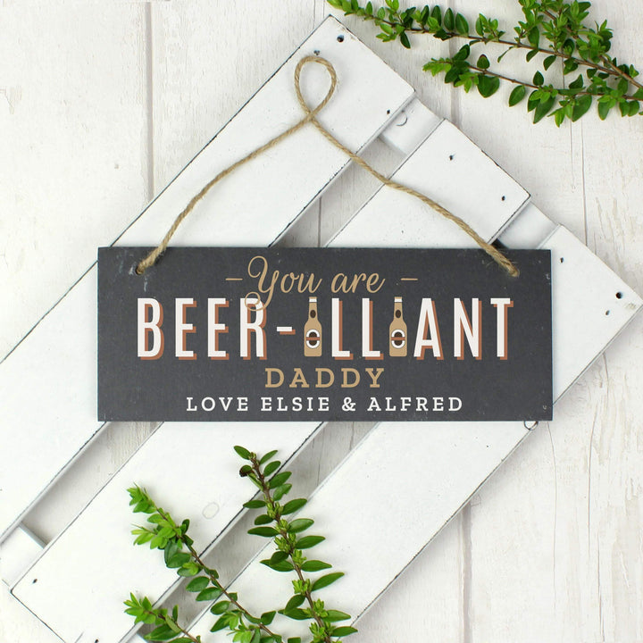 Personalised Memento Personalised Beer-illiant Hanging Slate Plaque