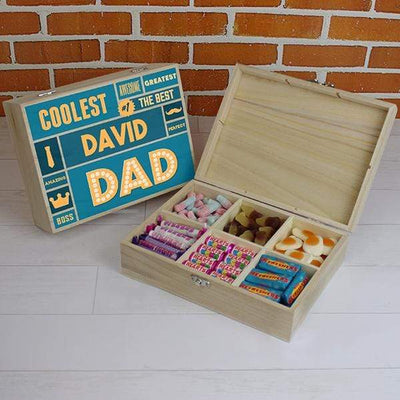 Great Gifts Personalised Best Dad - 6 Compartment Wooden Sweet Box