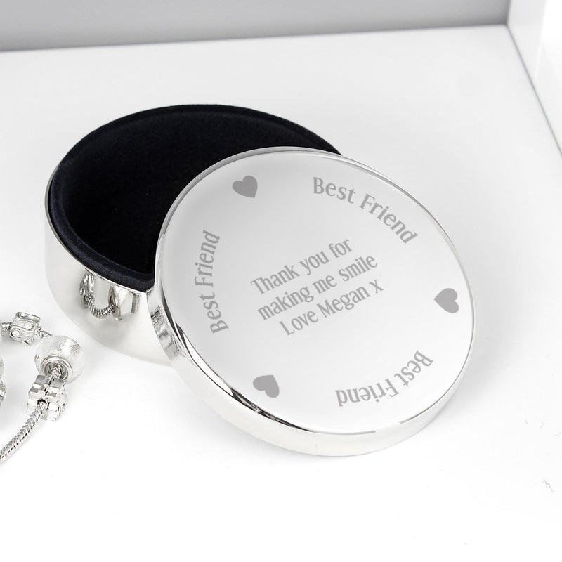 Personalised Memento Personalised Best Friend Round Trinket Box