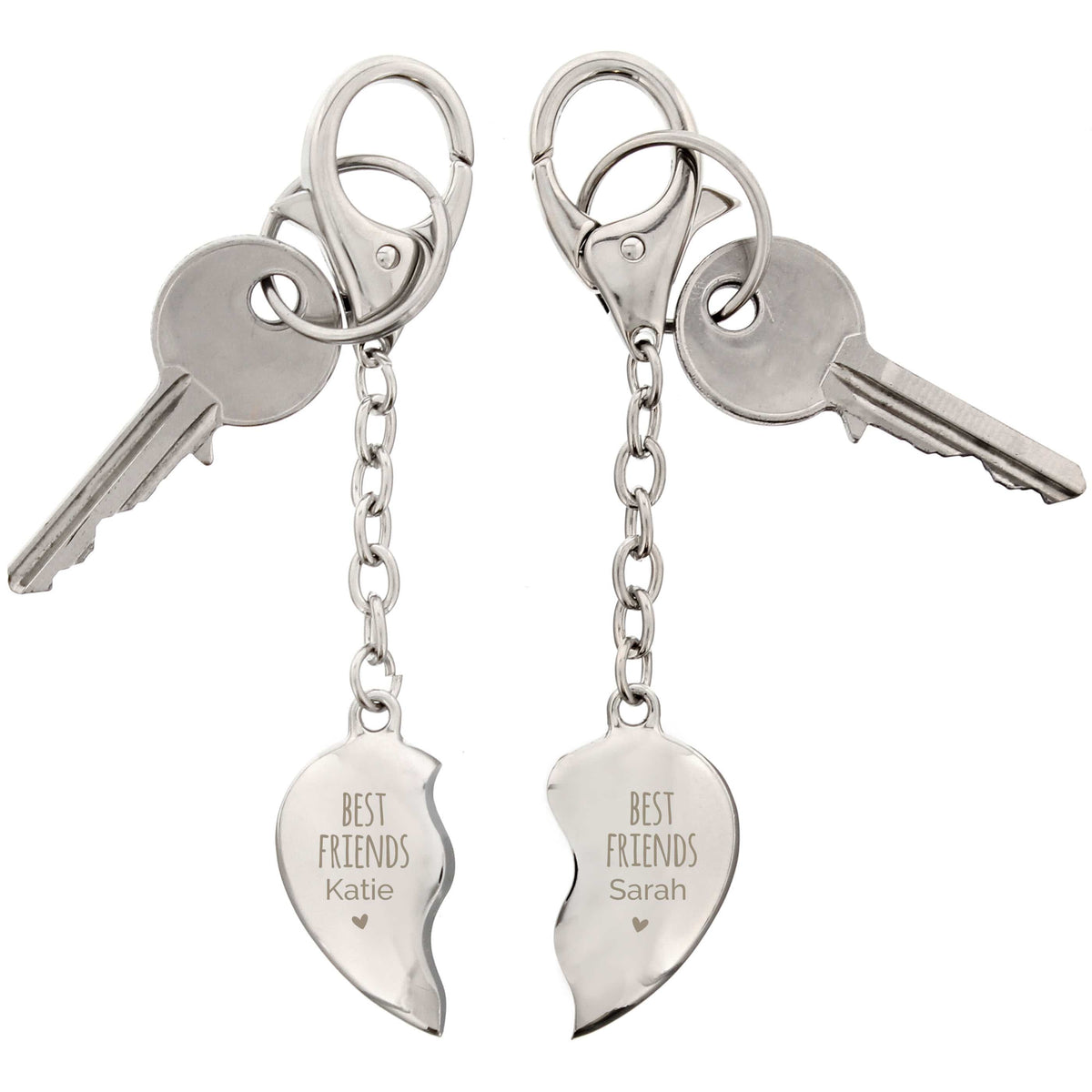 Personalised Memento Keepsakes Personalised Best Friends Two Hearts Keyring
