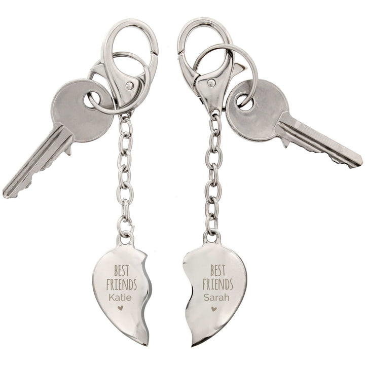 Personalised Memento Keepsakes Personalised Best Friends Two Hearts Keyring