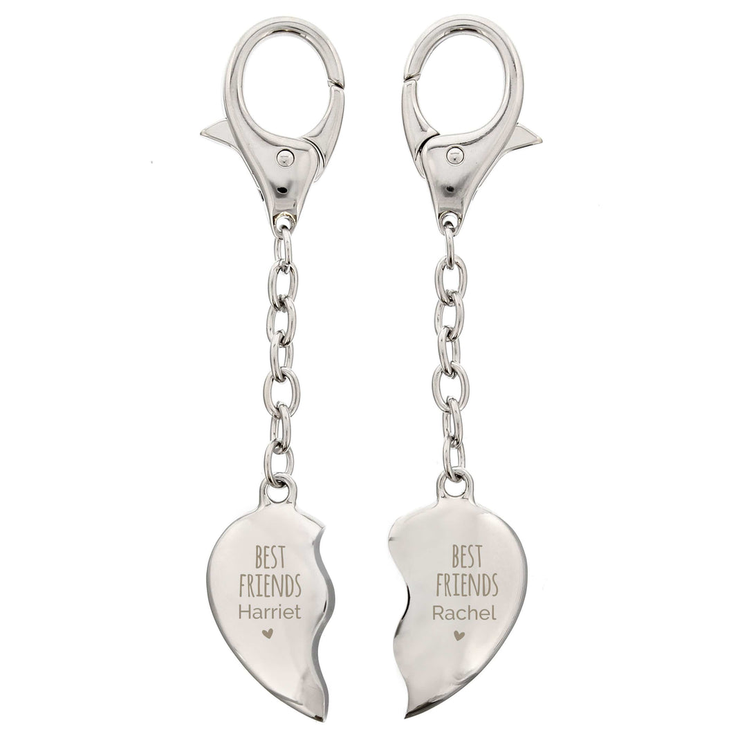 Personalised Memento Keepsakes Personalised Best Friends Two Hearts Keyring
