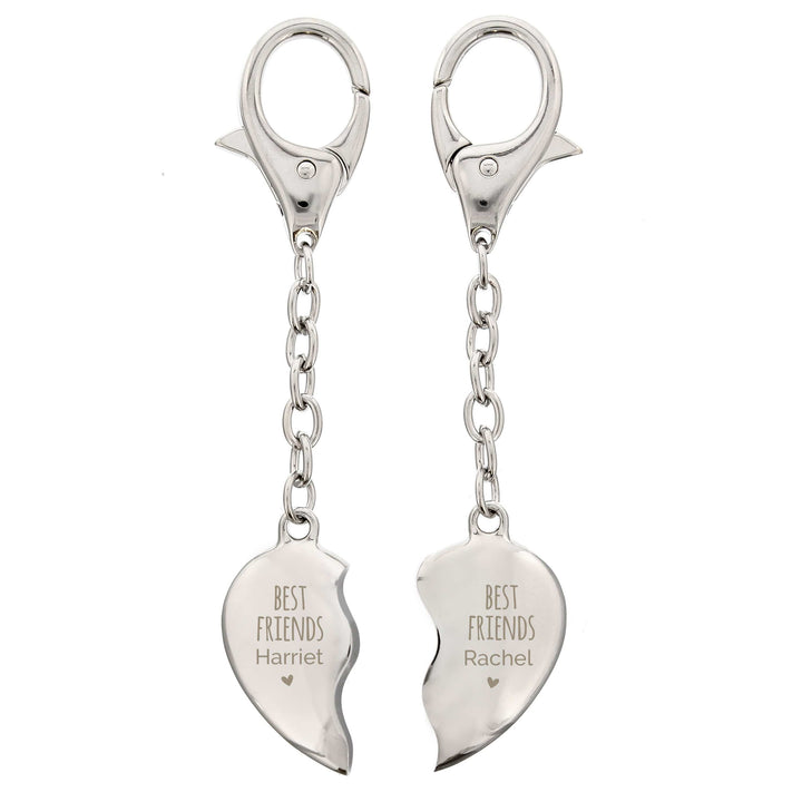 Personalised Memento Keepsakes Personalised Best Friends Two Hearts Keyring