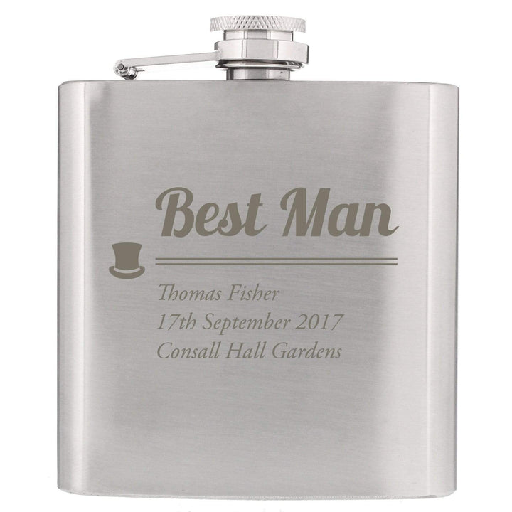 Personalised Memento Glasses &amp; Barware Personalised Best Man Hip Flask