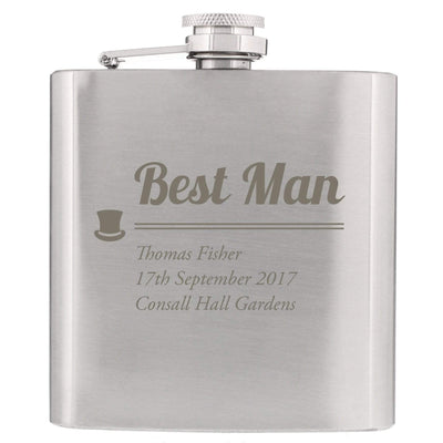 Personalised Memento Glasses & Barware Personalised Best Man Hip Flask