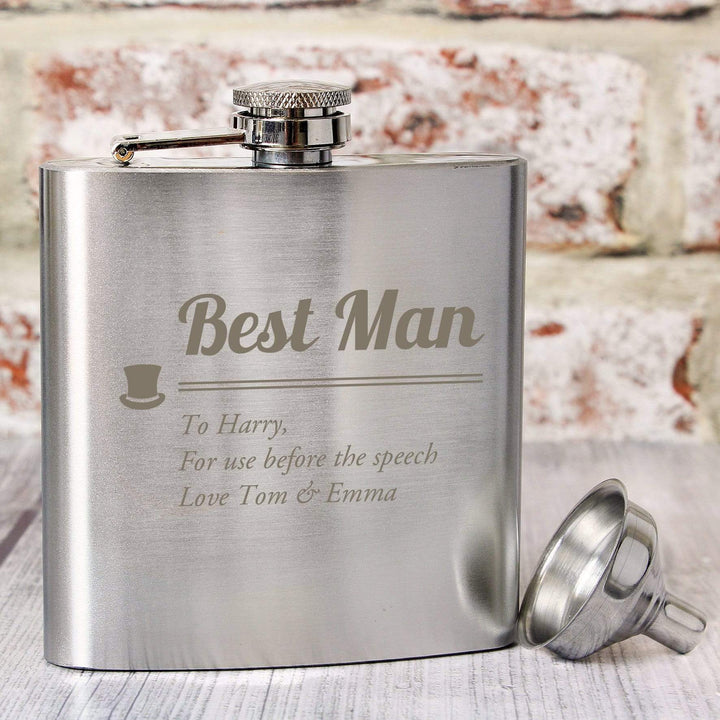 Personalised Memento Glasses &amp; Barware Personalised Best Man Hip Flask
