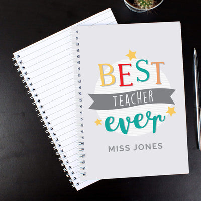 Personalised Memento Stationery & Pens Personalised 'Best Teacher Ever' A5 Notebook