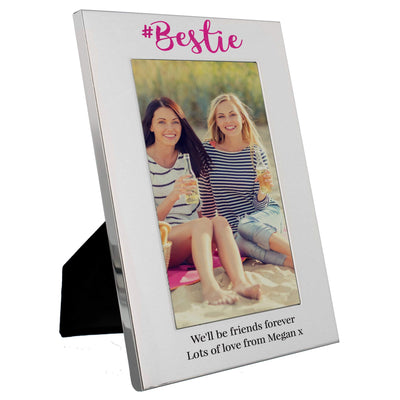 Personalised Memento Photo Frames, Albums and Guestbooks Personalised #Bestie 4x6 Silver Photo Frame