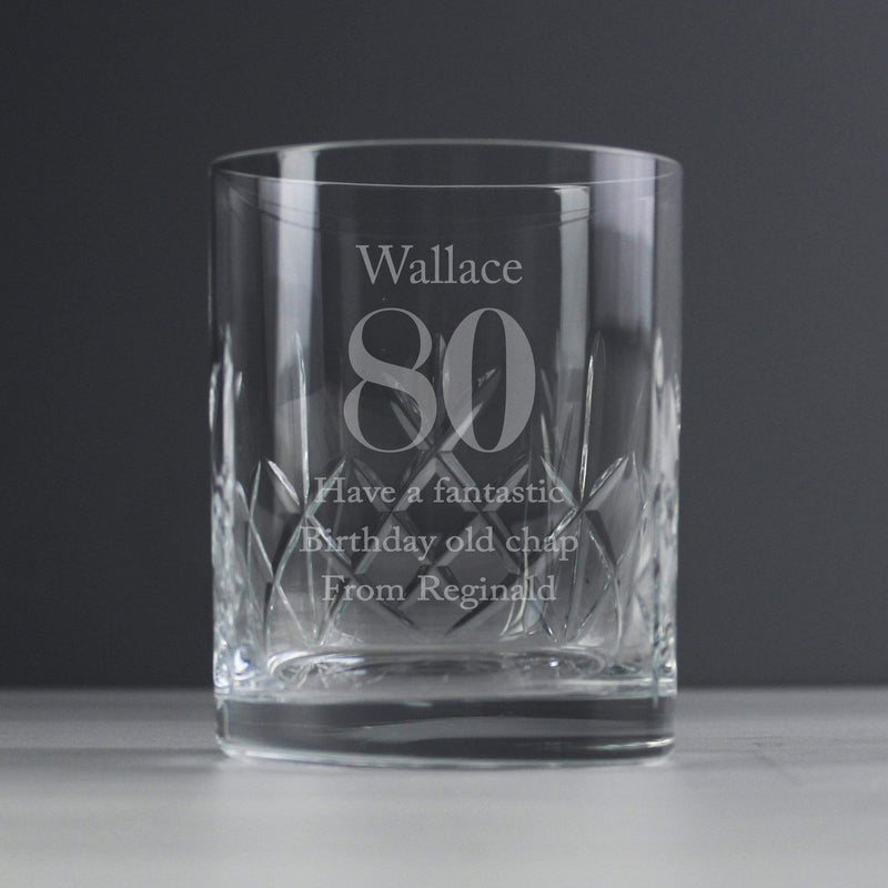 Personalised Memento Glasses & Barware Personalised Big Age Cut Crystal Whisky Tumbler