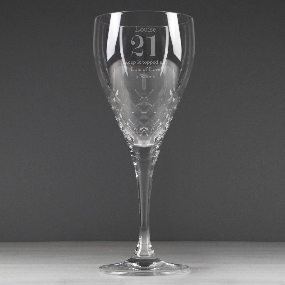 Personalised Memento Glasses &amp; Barware Personalised Big Age Cut Crystal Wine Glass