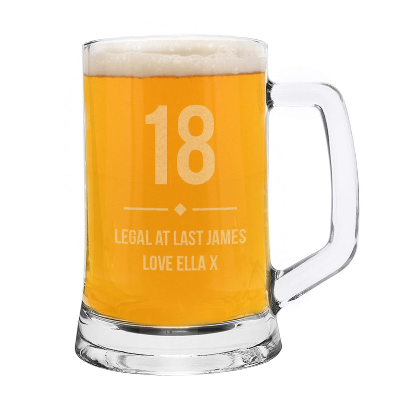 Personalised Memento Glasses & Barware Personalised Big Age Glass Pint Stern Tankard