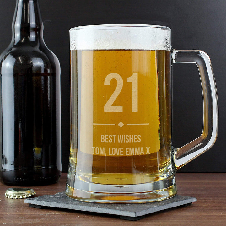 Personalised Memento Glasses &amp; Barware Personalised Big Age Glass Pint Stern Tankard